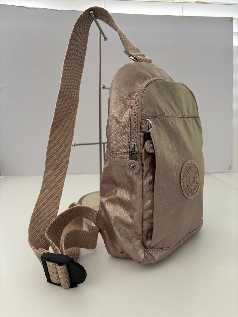 Kipling Metallic Rose Gold Crossbody Sling Bag